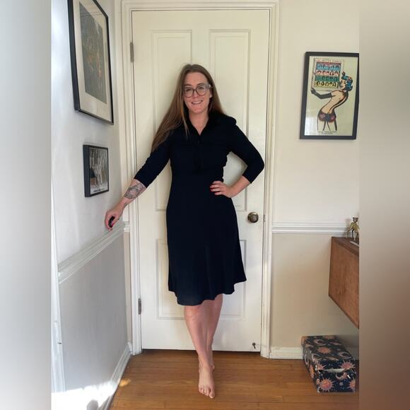 40s Vintage Black Rayon Dress